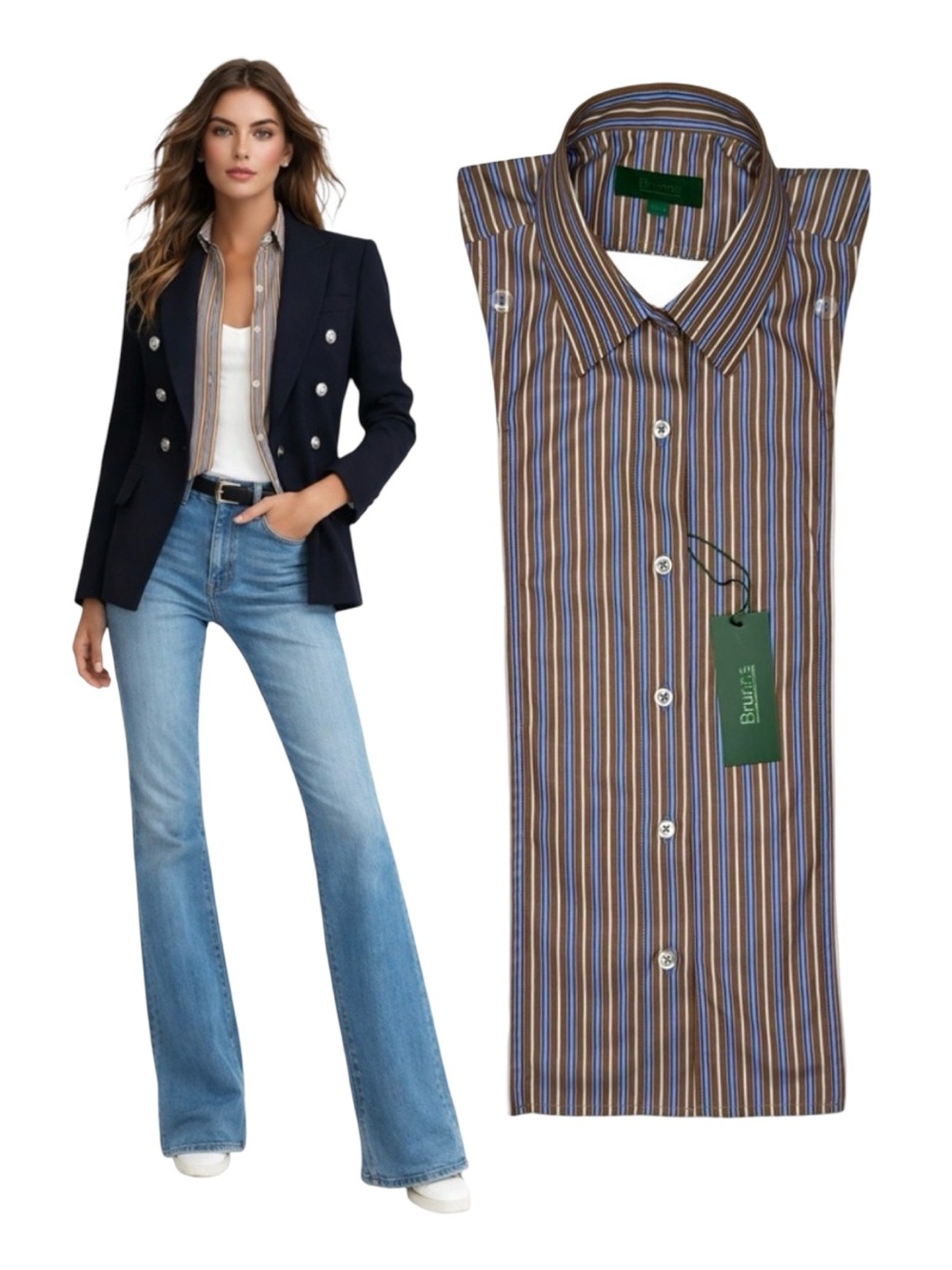 NWT Brunne Button Down Shirt DICKEY Compatible with VERONICA BEARD Blazer 00-14
